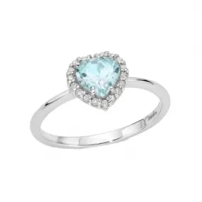 Anello Miluna in Oro Bianco con Diamanti e Acquamarina Ct. 0,64