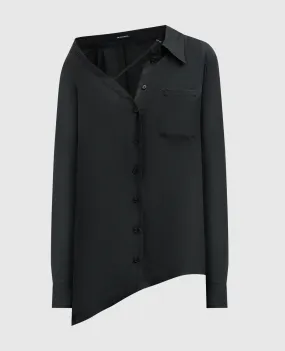 Ann Demeulemeester Blusa Jula nera realizzata in seta dal taglio asimmetrico 2401WSH08FA417