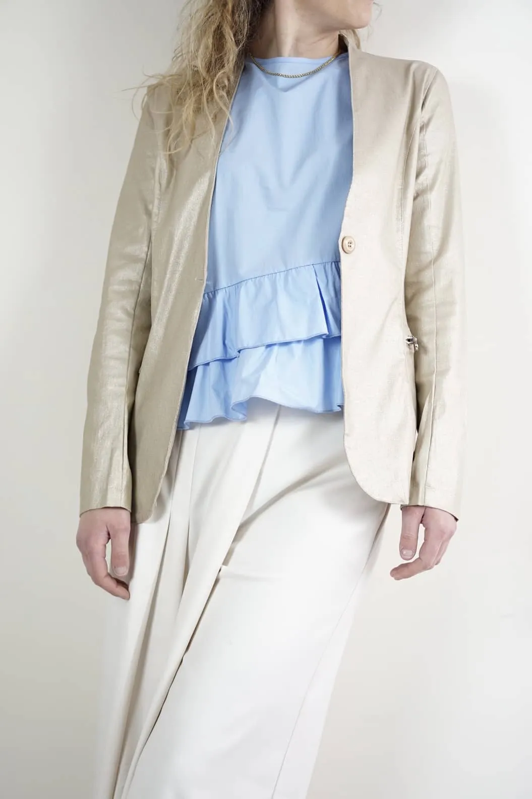Blusa azzurra in cotone | Carla Montanarini