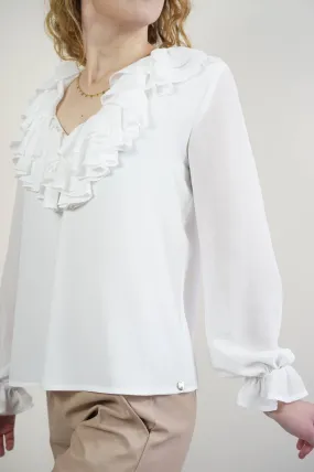 Blusa bianca con rouches | Cristina Gavioli