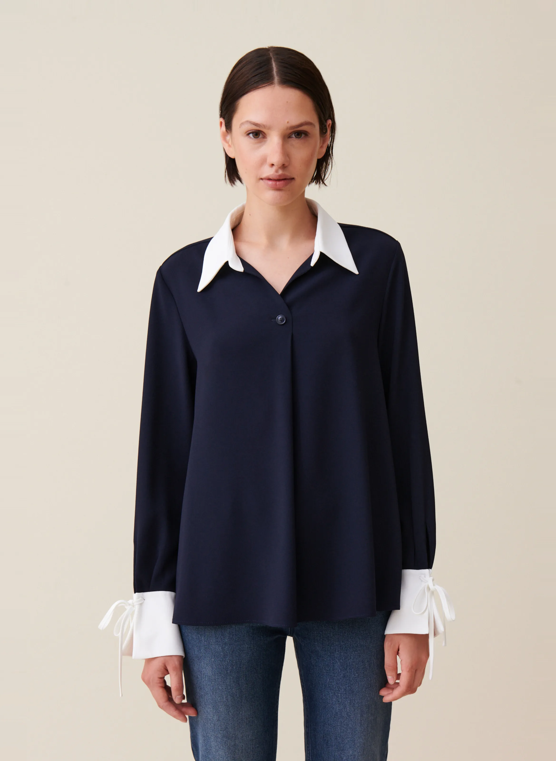  CLAUDIE PIERLOT   Blusa fluida con cuello contrastado | Multicolore