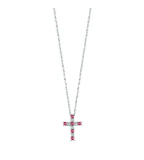 Collana Donna Croce Gioielli Bliss Jasmine in Oro Bianco Rubini Diamanti ct 0,03 20101471