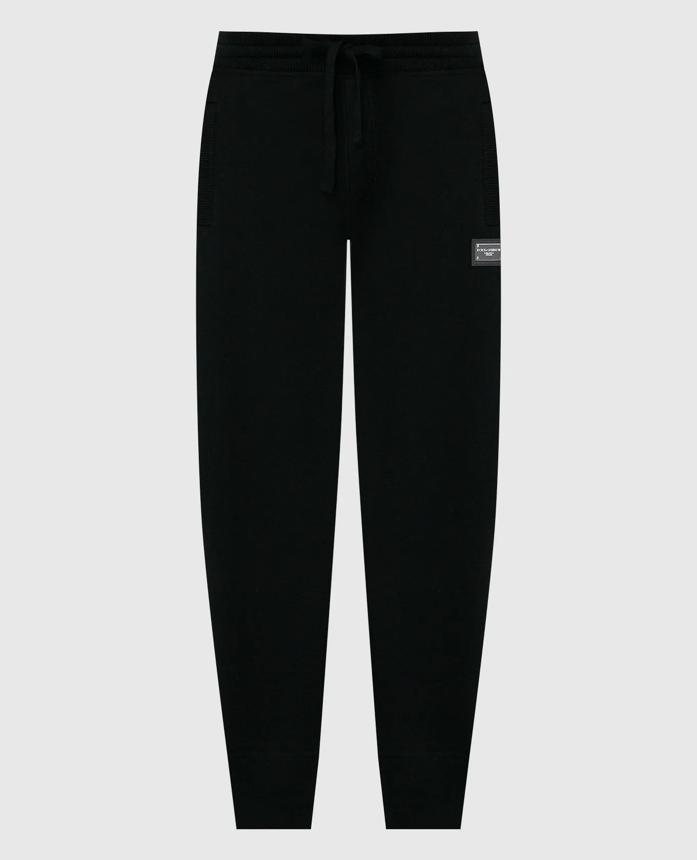 Dolce&Gabbana Joggers neri in lana e cashmere con logo metallico GXO34TJEMQ3