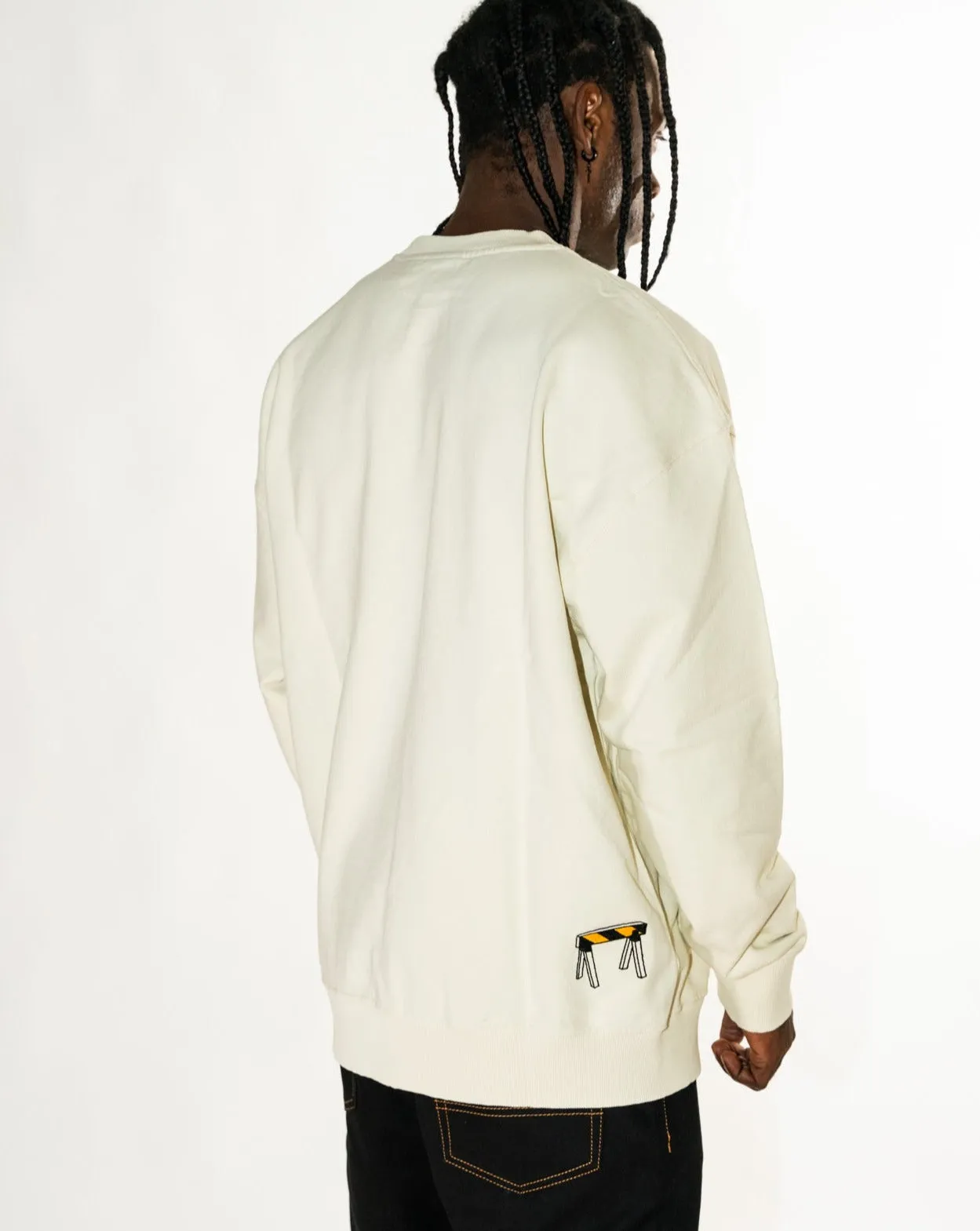 FELPA CAUTION CREW DIRTY WHITE