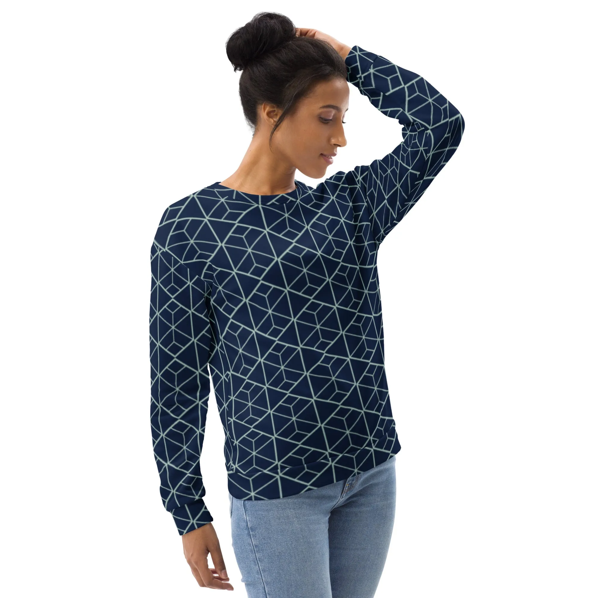 Felpa unisex blu con geometrie