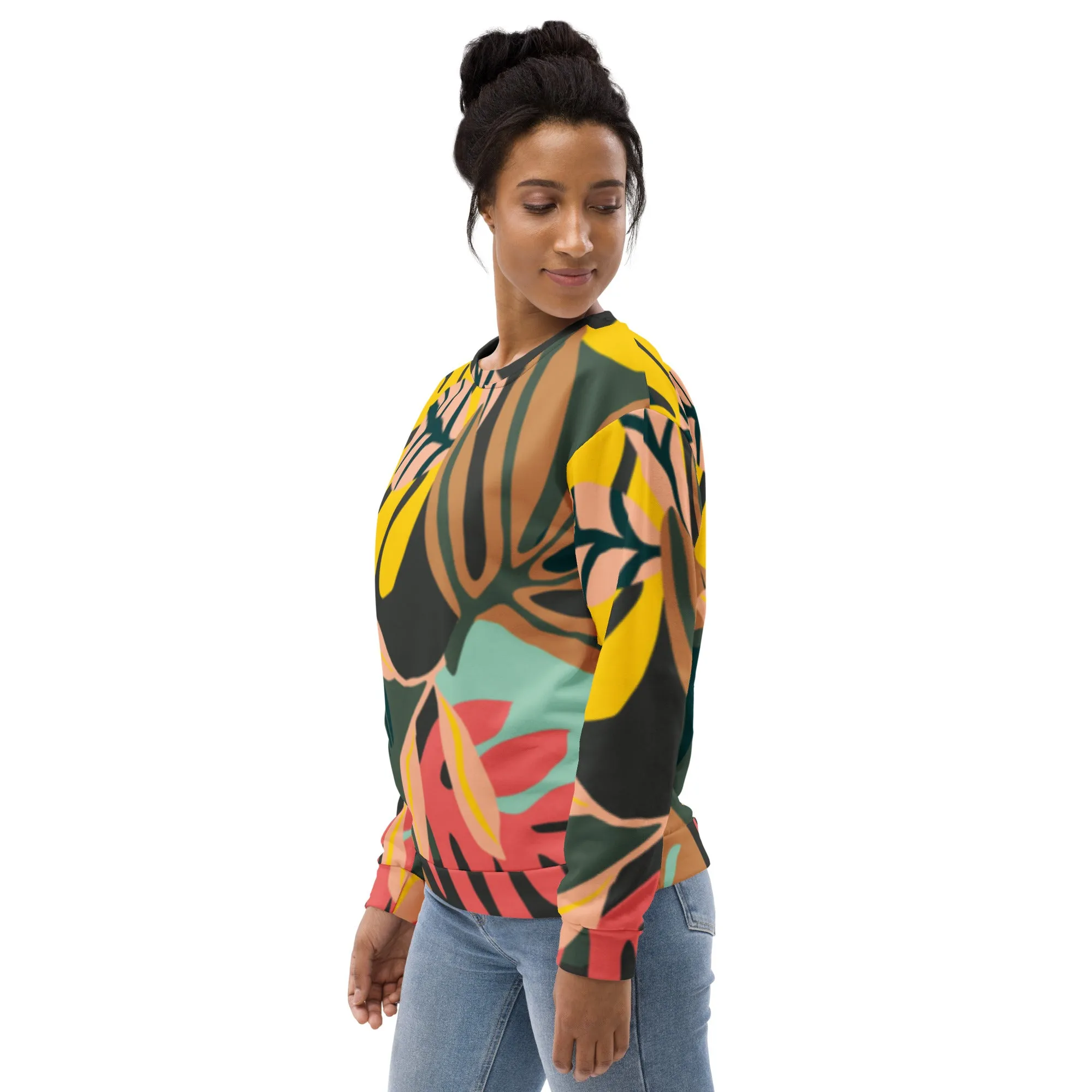 Felpa unisex con fantasia floreale