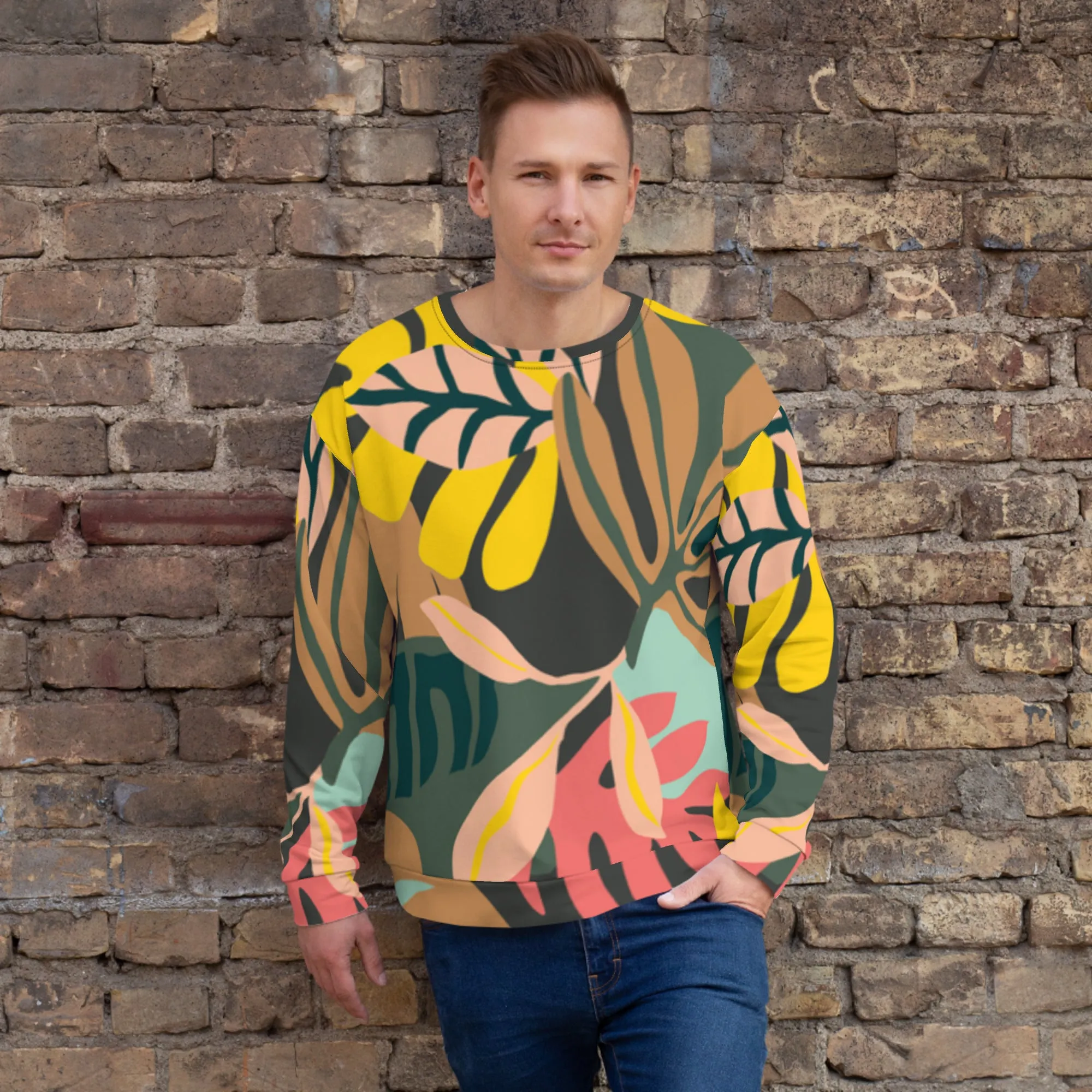 Felpa unisex con fantasia floreale