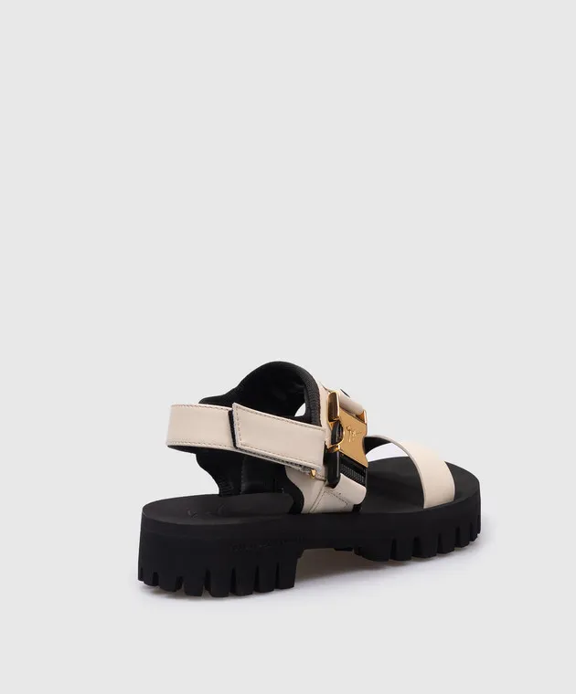 Giuseppe Zanotti Sandali Cometa in pelle beige con logo E400065