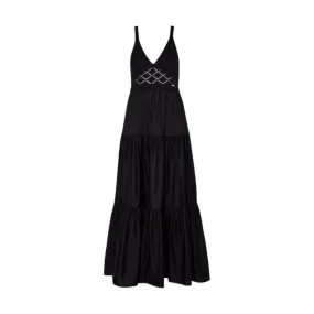 Liu Jo Abito Lungo In Popeline E Tricot Nero