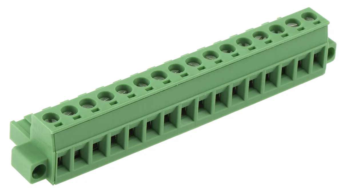 Morsettiera collegabile Phoenix Contact a 16 vie, 1 fila, passo 5.08mm, Montaggio a innesto