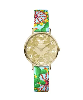 OROLOGIO MAIOLICA GOLD dm. 28 PELLE FICO D’INDIA