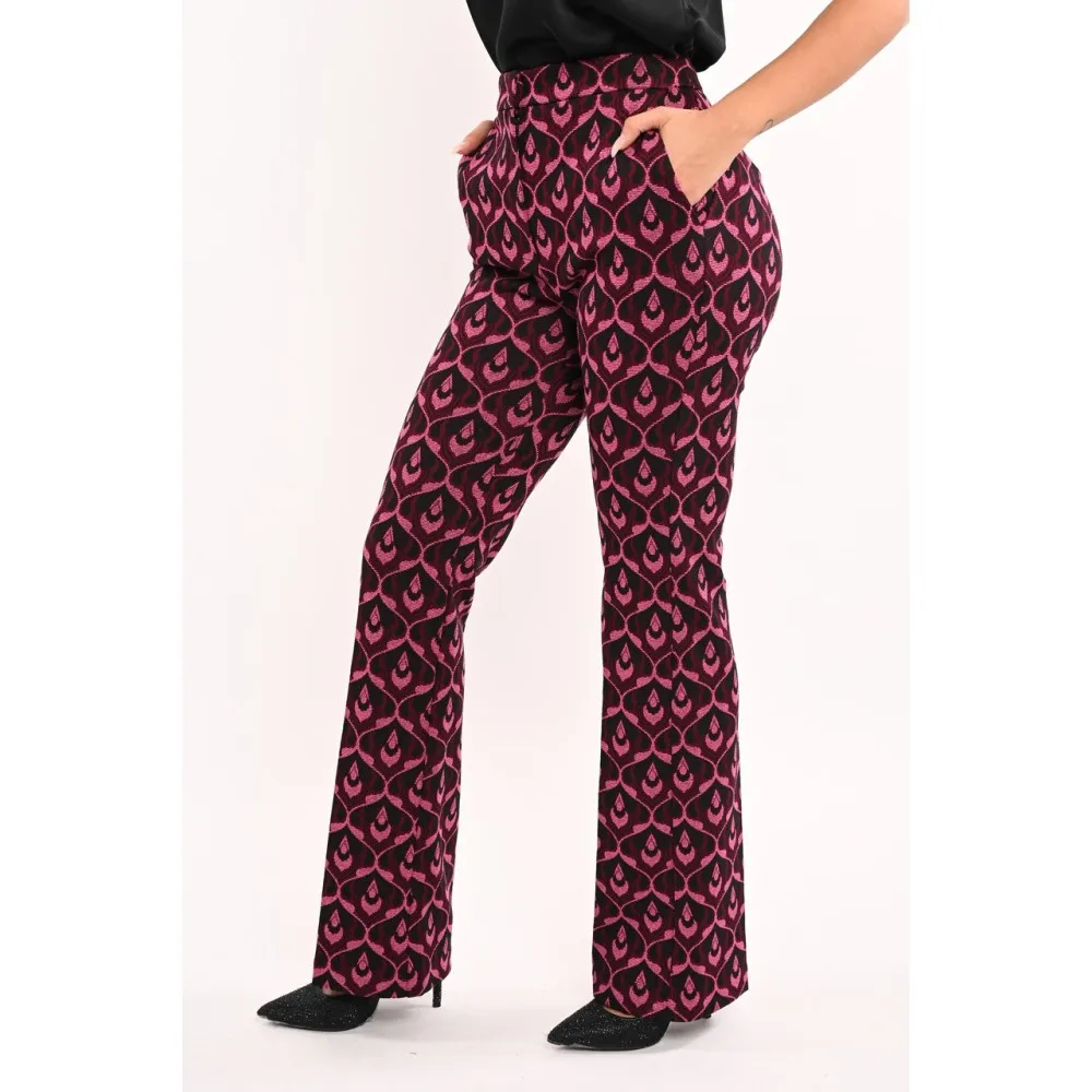 Pantalone donna fantasia a zampa Kontatto