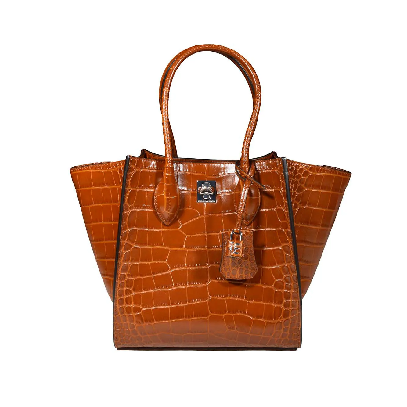 Shopping bag Maggie in pelle stampa cocco marrone Ermanno Scervino