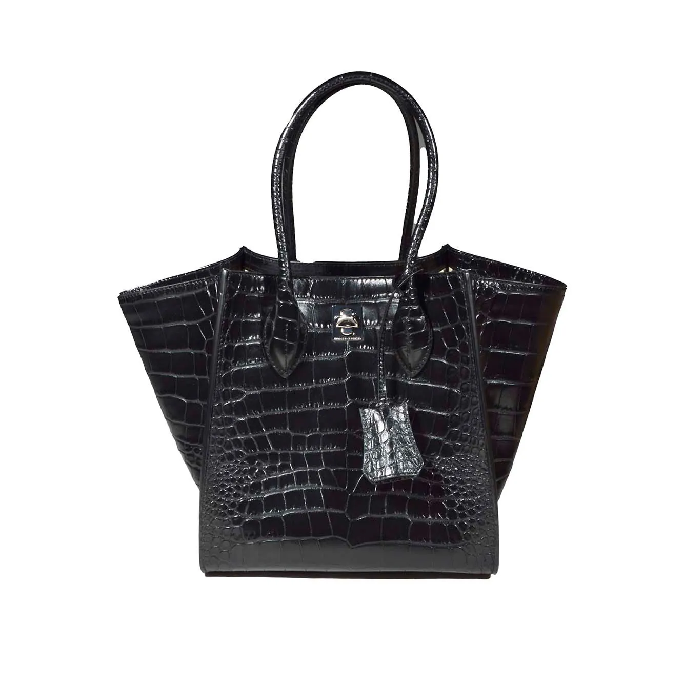 Shopping bag Maggie in pelle stampa cocco nera Ermanno Scervino