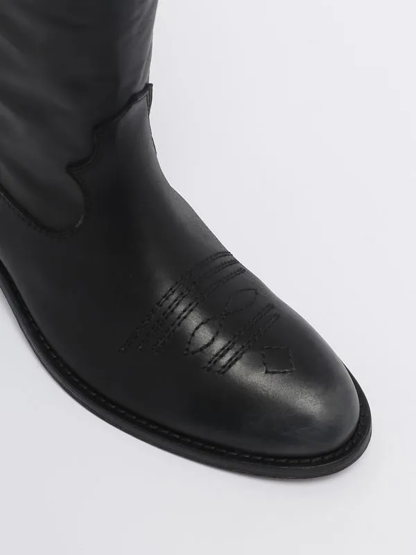 Stivale donna Via Roma 15 Malibu in pelle Nero