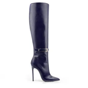 Stivale pelle blu notte/ cinturino – COD. 55782 