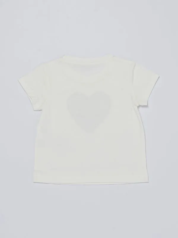 T-shirt bambina Liu Jo in cotone stretch con stampa cuore denim Bianco-Blu