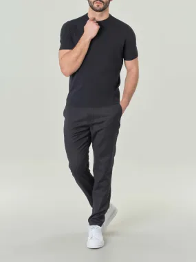 T-shirt blu navy in crêpe di puro cotone slim fit a tinta unita