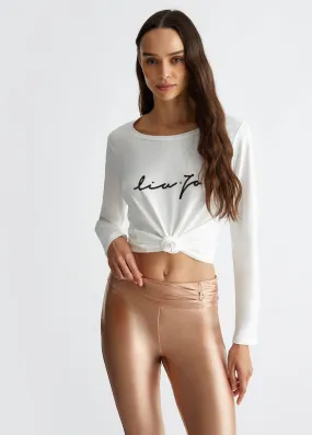 T-shirt con logo e strass
