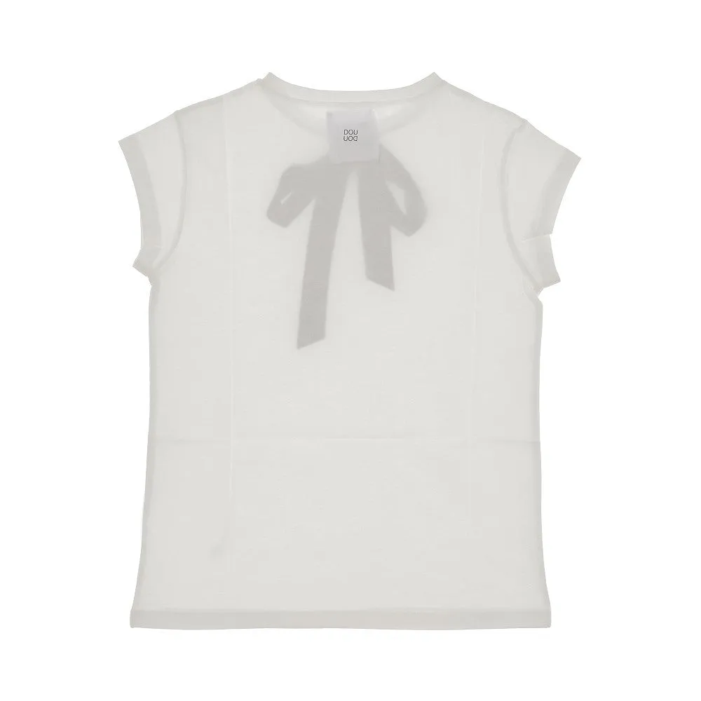 T-shirt con stampa fiocco