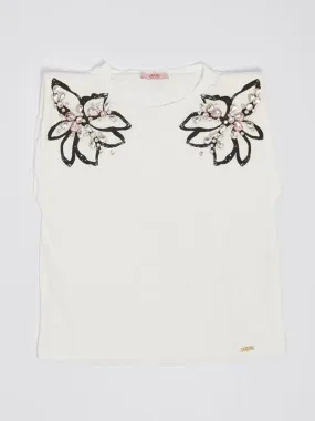 Top bambina Liu jo con spalline Bianco