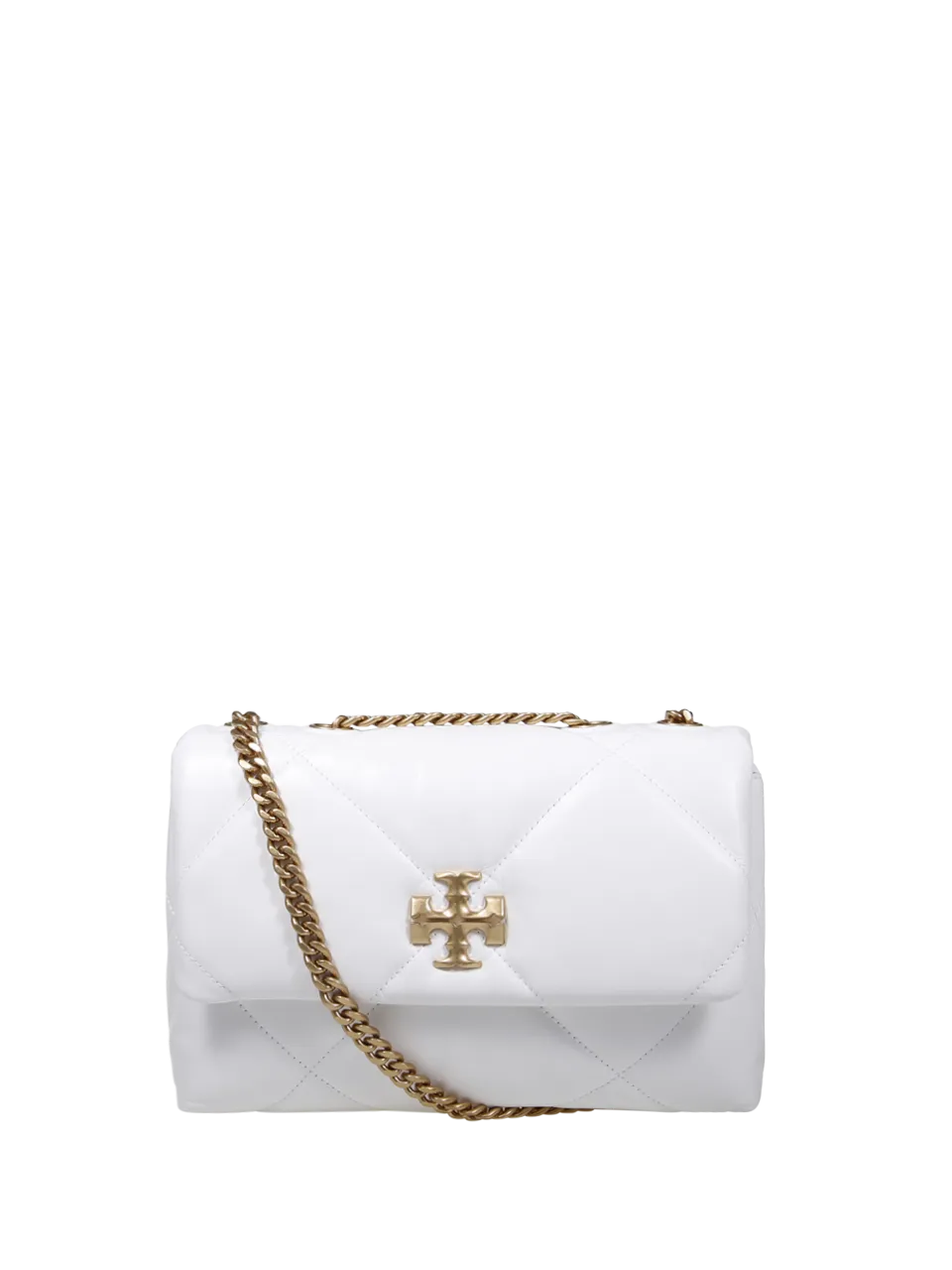 TORY BURCH  WOMAN TORY BURCH WHITE COW LEATHER KIRA DIAMOND QUILT SMALL CONVERTIBLE SHOULDER BAG