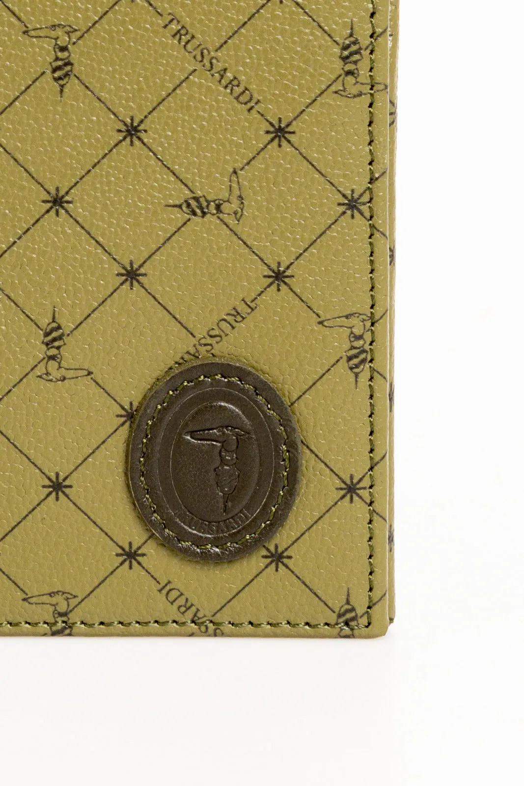 Trussardi portafoglio pelle verde senape   