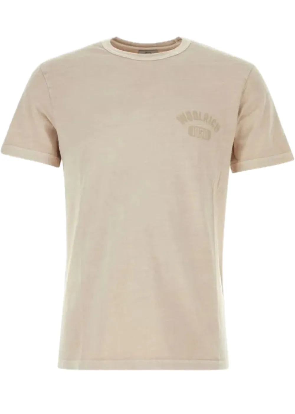 Woolrich T-shirt Garment Dyed con Logo Beige